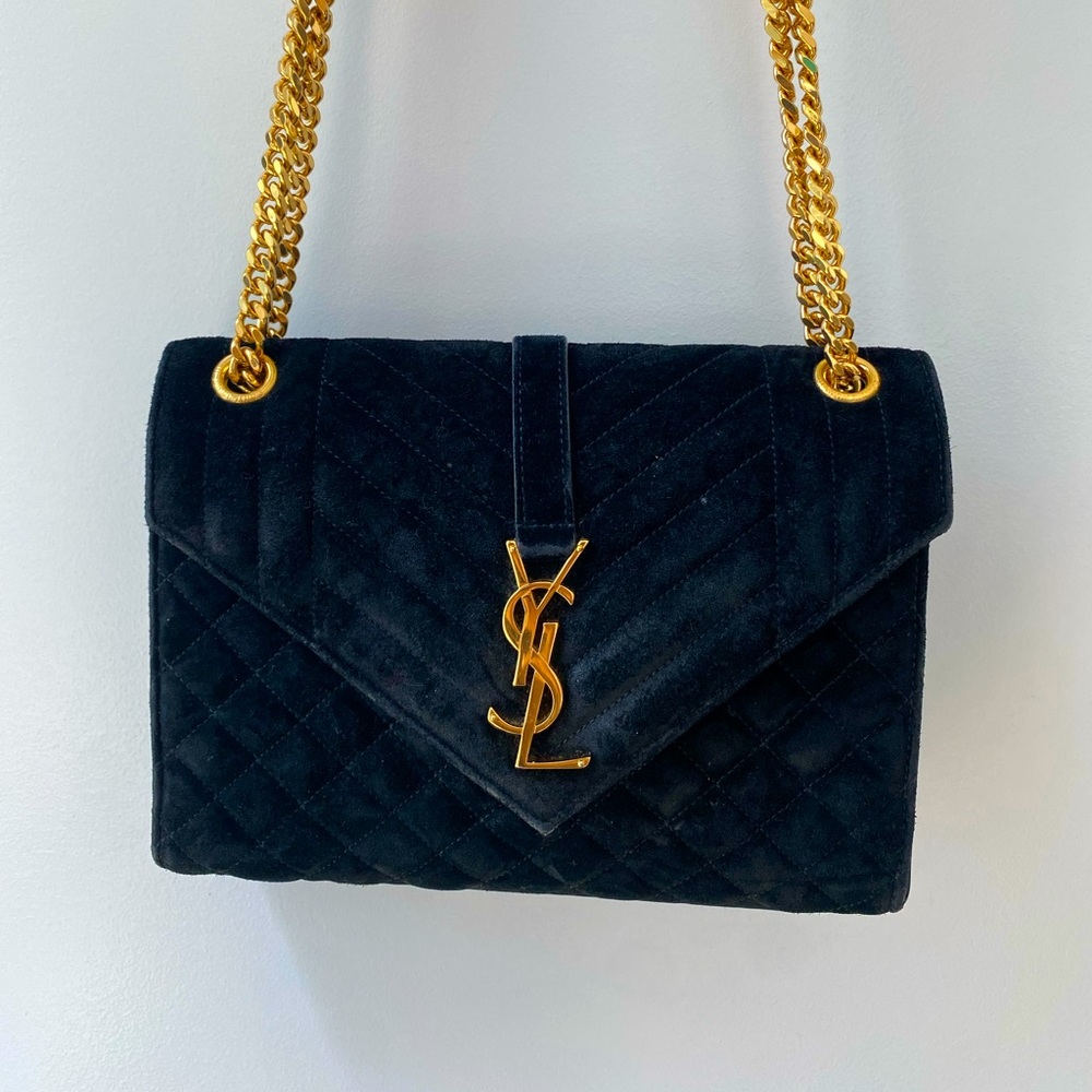 Black Suede Saint Laurent’s Collège Shoulder Bag